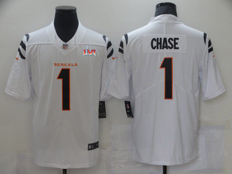 2022 Super Bowl Men Cincinnati Bengals #1 Chase White Nike Vapor Untouchable Limited 2021 NFL Jersey